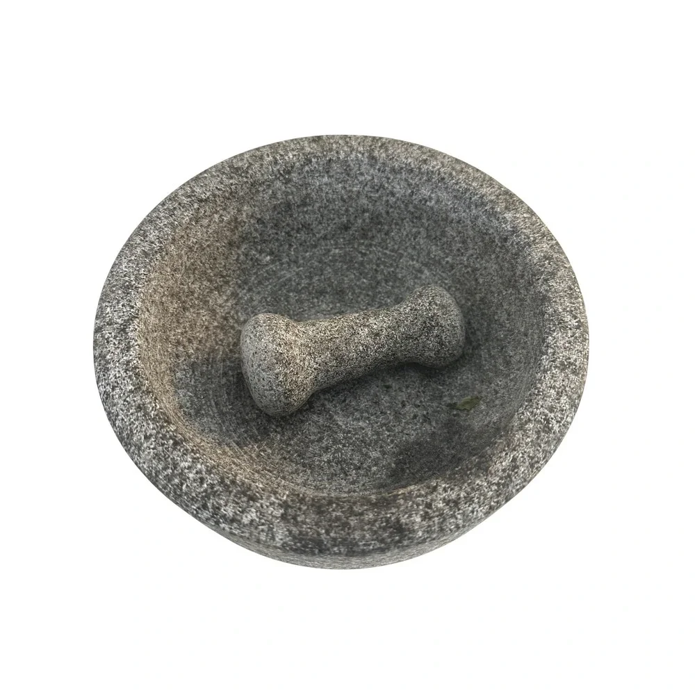 Gray Heavyweight Granite Stone Mortar and Pestle Set Large